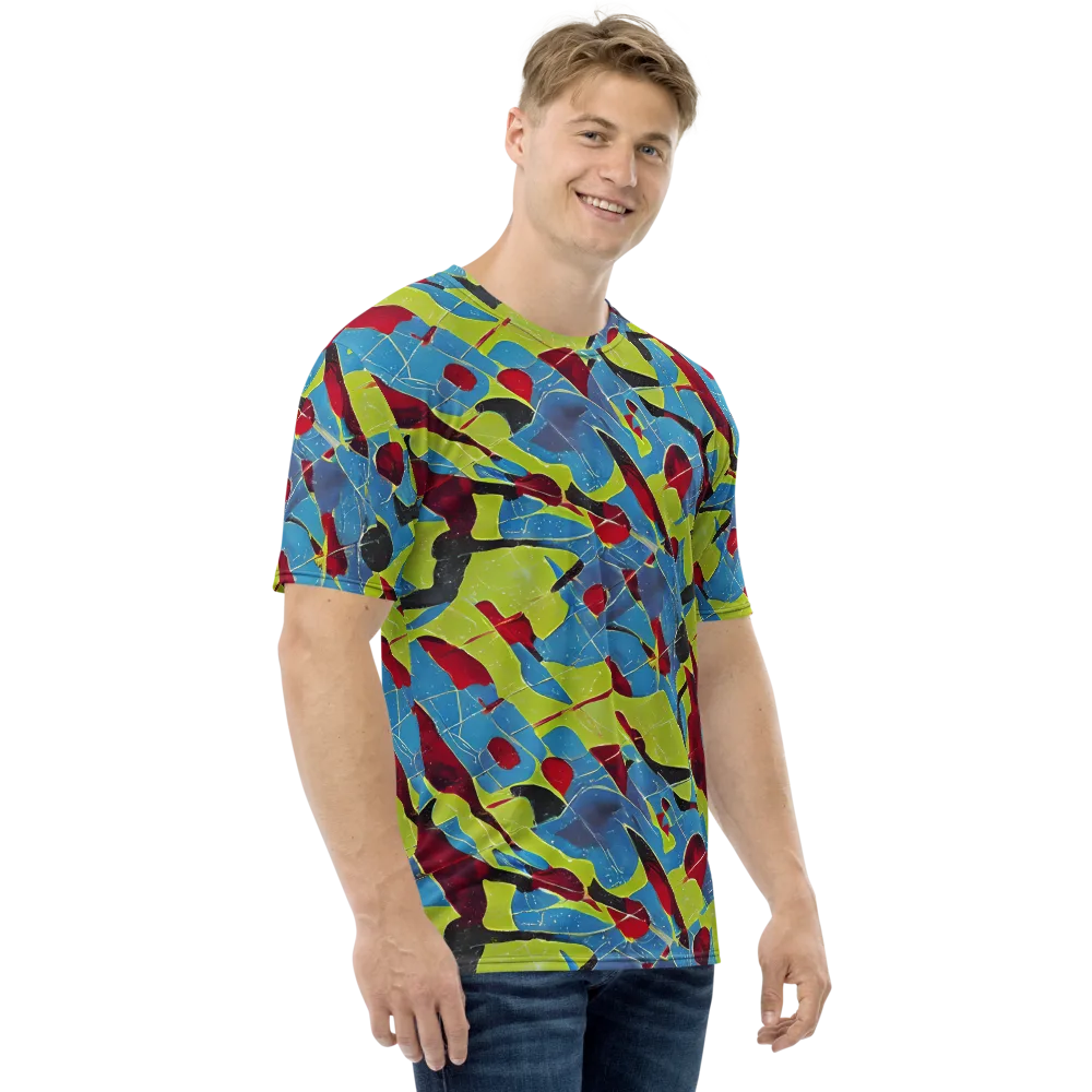Neon Shatter on Men's Crew Neck T-Shirt — Right