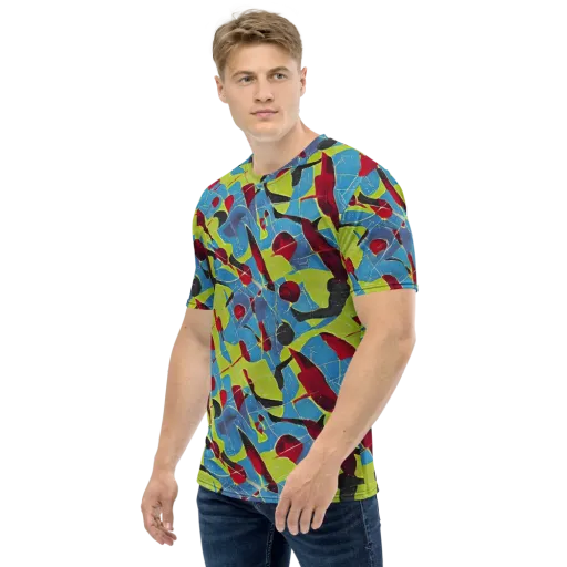 Neon Shatter on a Men's Crew Neck T-Shirt