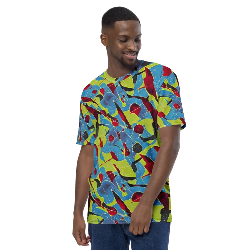 Neon Shatter on Men's Crew Neck T-Shirt — Left
