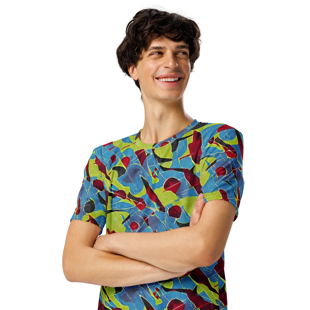 Neon Shatter on Men's Crew Neck T-Shirt — Left Front