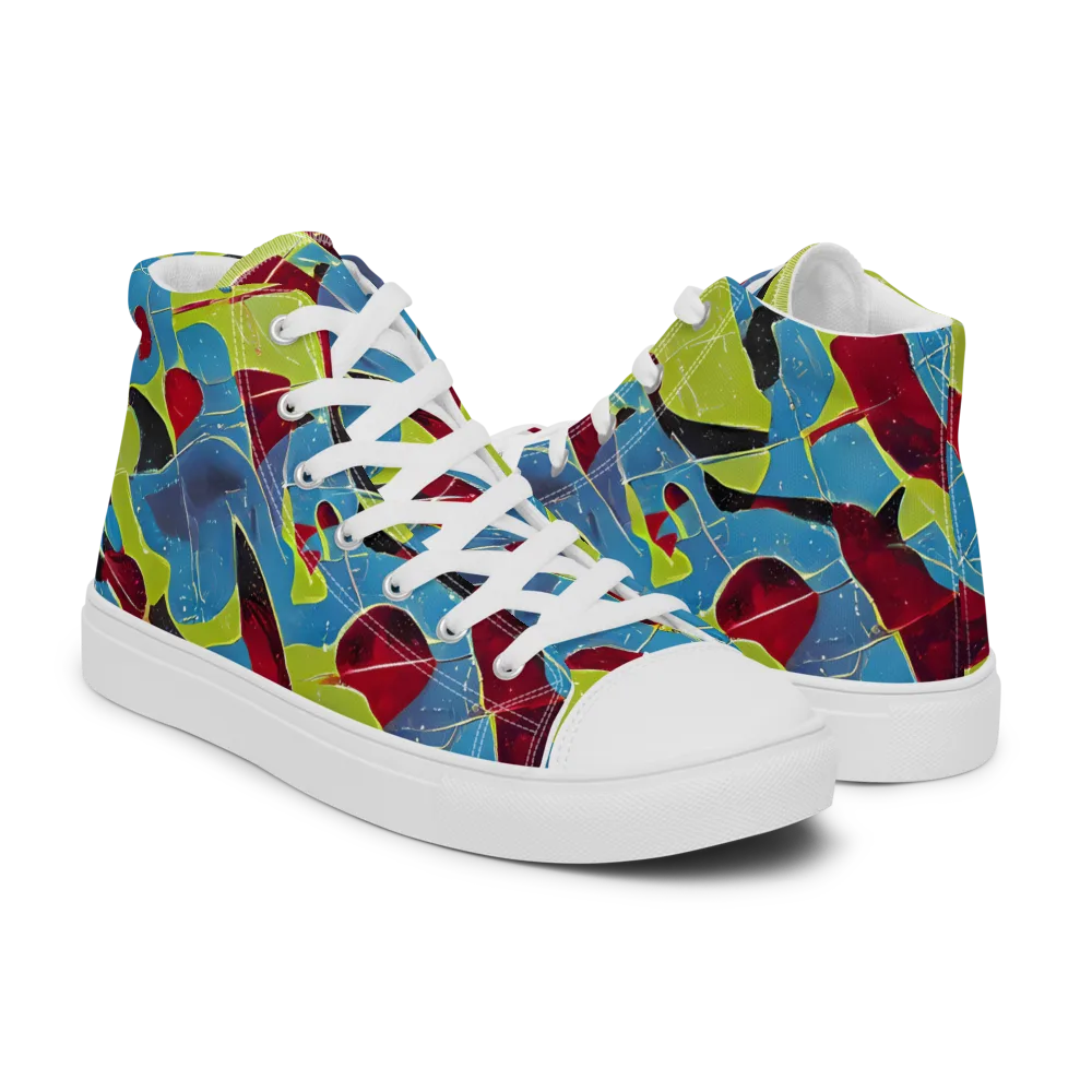 Neon Shatter on Men's High Top Canvas Shoes — Right