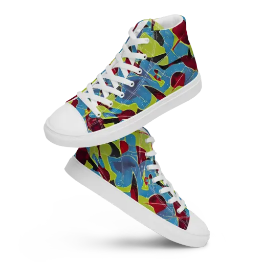 Neon Shatter on a Men's High Top Canvas Shoes