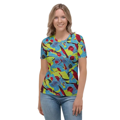 Neon Shatter on a Women's Crew Neck T-Shirt