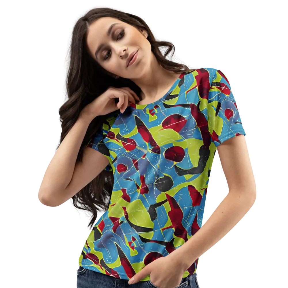 Neon Shatter on Women's Crew Neck T-Shirt — Left Front