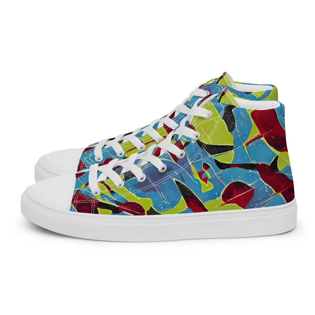 Neon Shatter on Women's High Top Canvas Shoes — Left