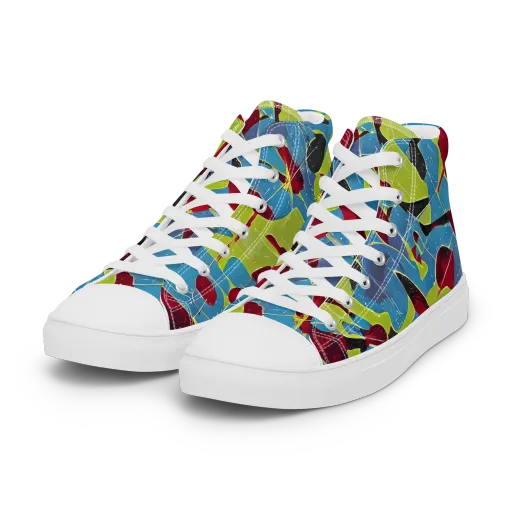 Neon Shatter on a Women's High Top Canvas Shoes