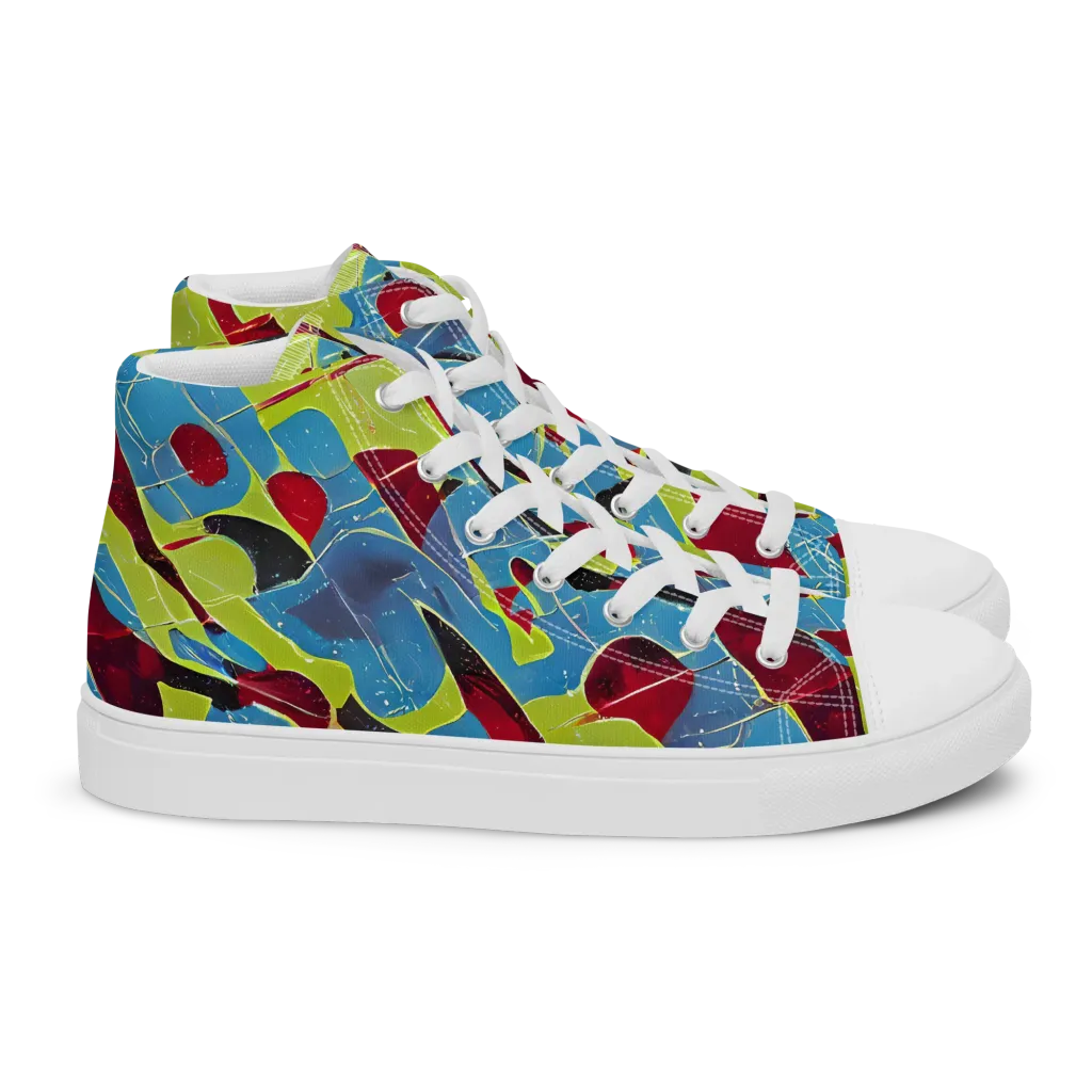 Neon Shatter on Women's High Top Canvas Shoes — Right