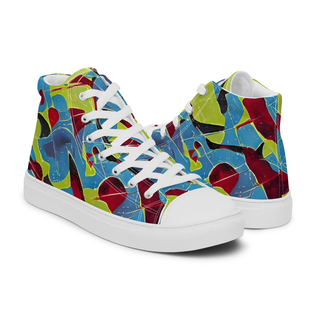 Neon Shatter on Women's High Top Canvas Shoes — Right