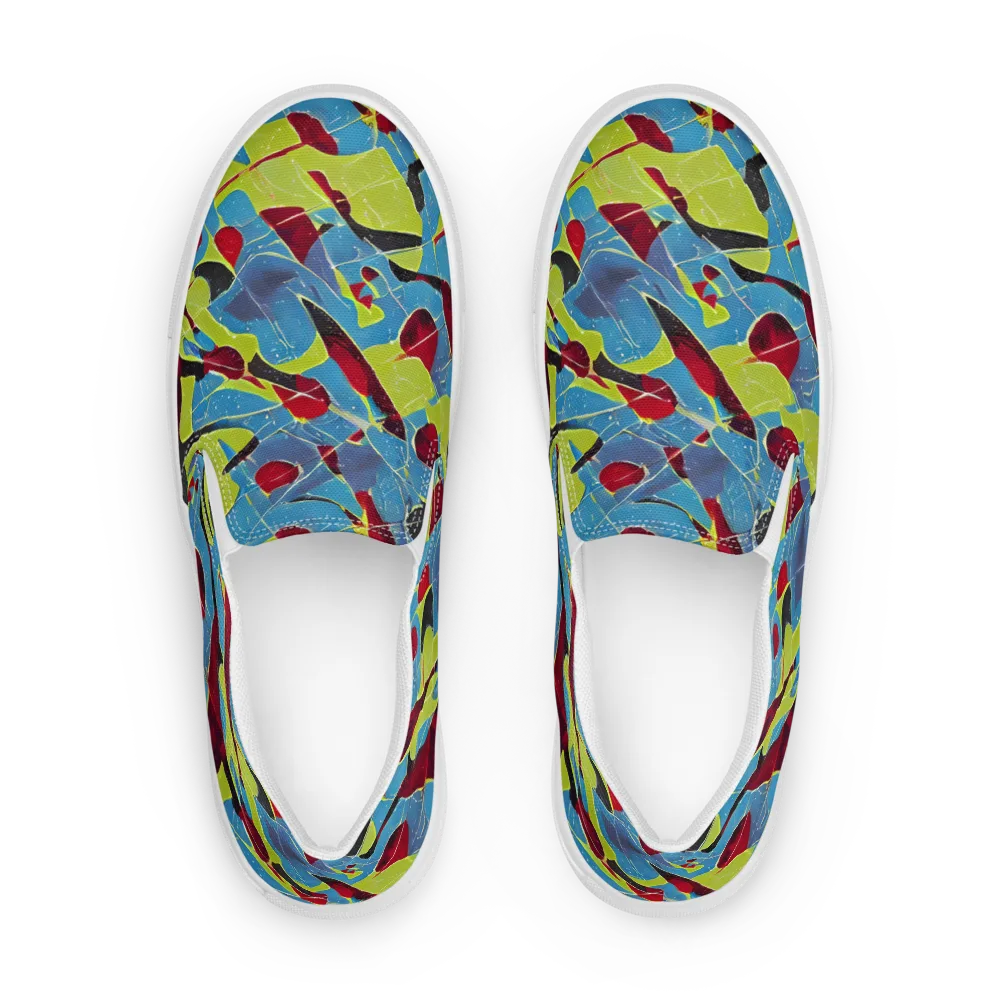 Neon Shatter on Men's Slip-On Canvas Shoes — Front