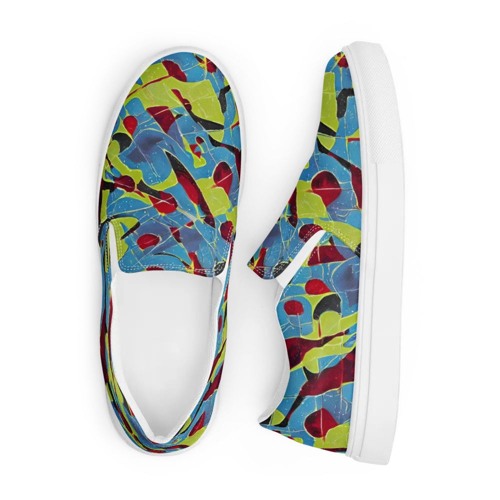 Neon Shatter on Men's Slip-On Canvas Shoes — Front