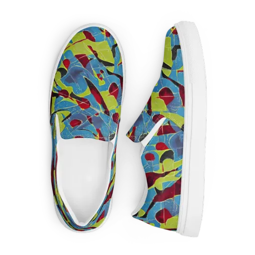 Neon Shatter on a Men's Slip-On Canvas Shoes