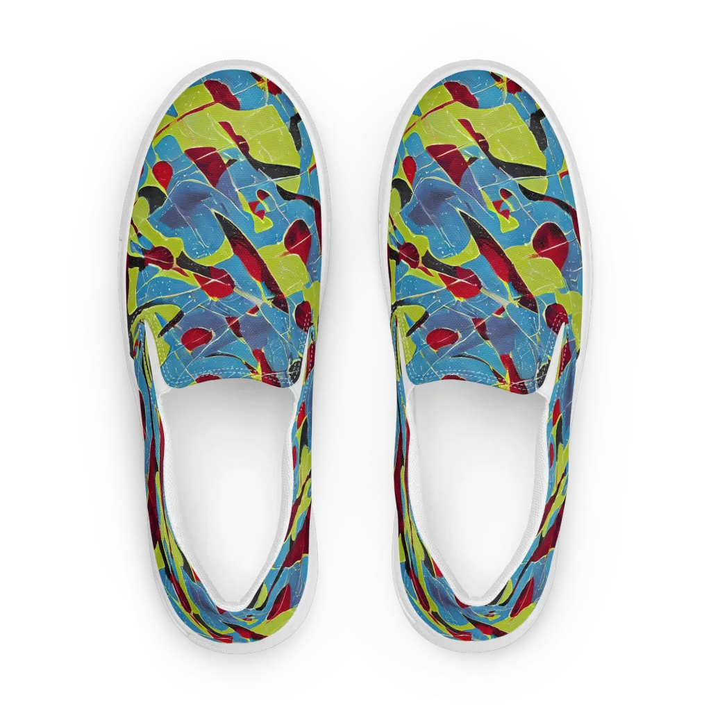 Neon Shatter on Women's Slip-On Canvas Shoes — Front