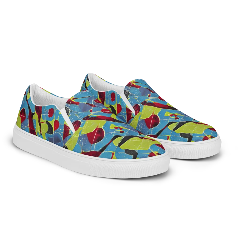 Neon Shatter on Women's Slip-On Canvas Shoes — Right Front