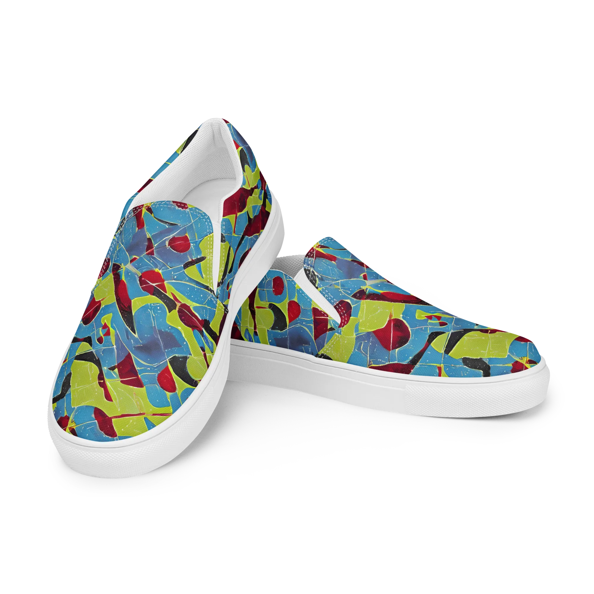 Neon Shatter on Women's Slip-On Canvas Shoes — Left Front