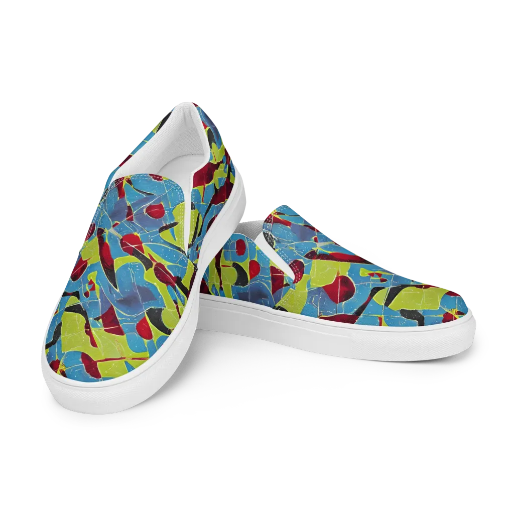 Neon Shatter on Women's Slip-On Canvas Shoes — Left Front