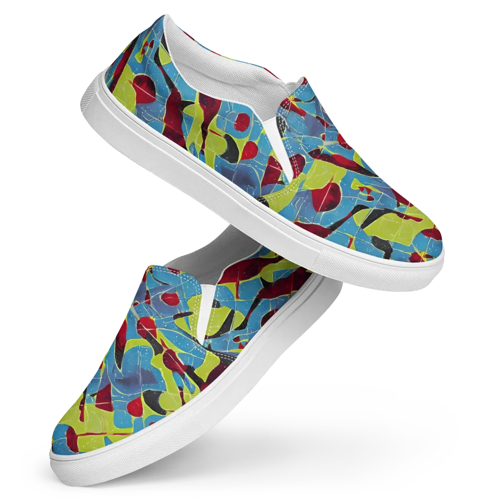 Neon Shatter on Women's Slip-On Canvas Shoes — Front
