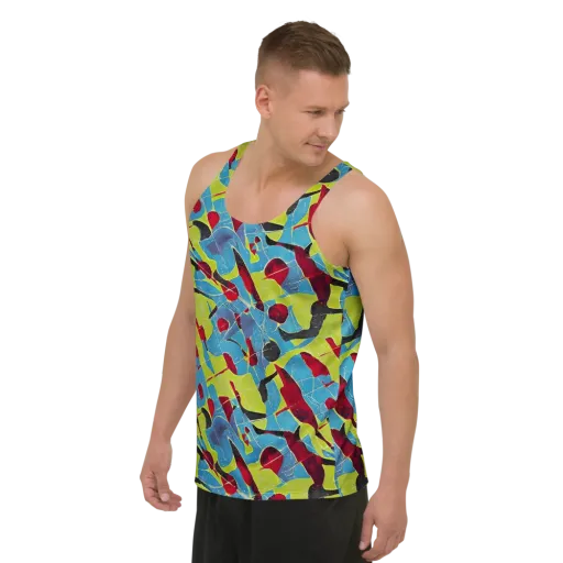 Neon Shatter on a Men's Tank Top