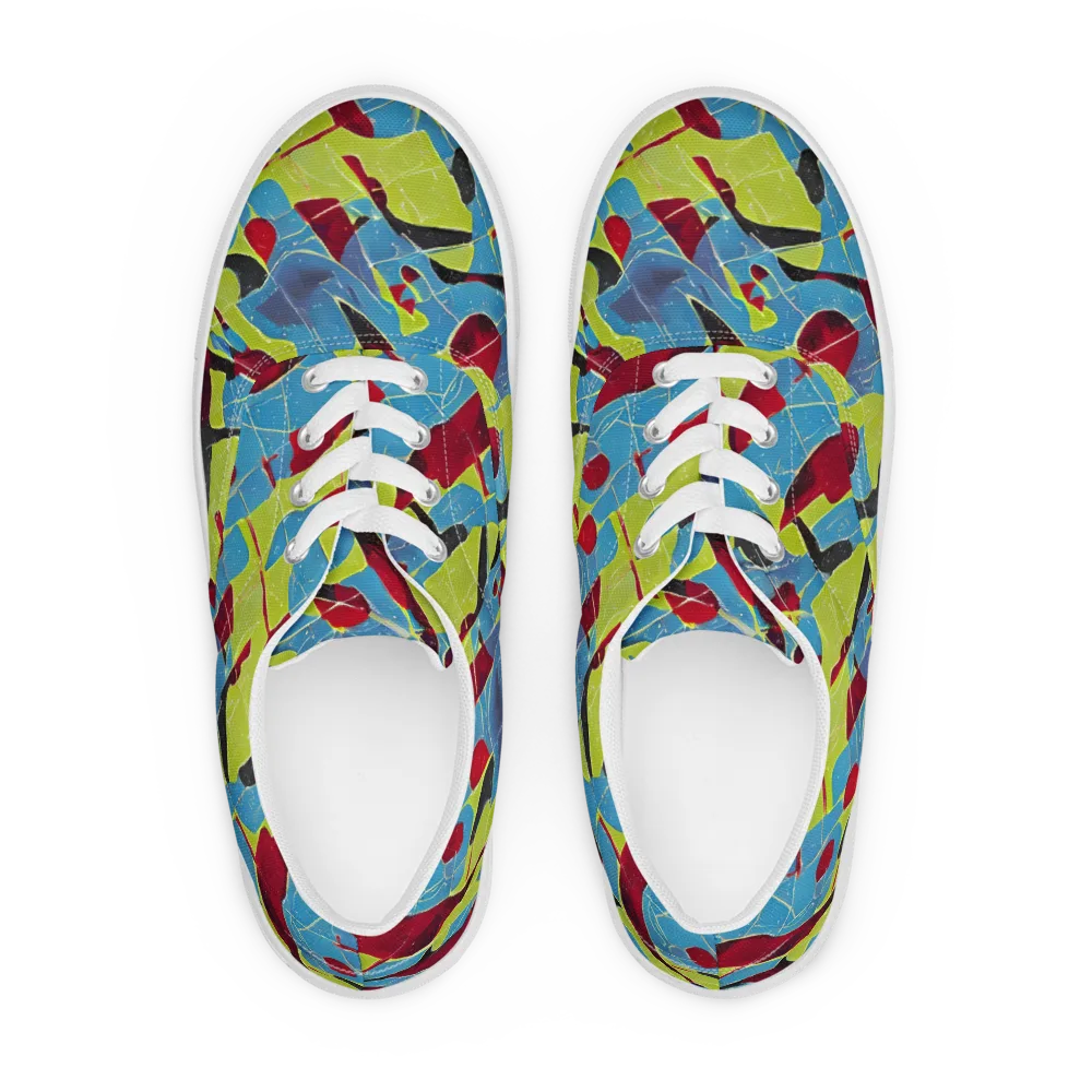 Neon Shatter on Men's Lace-Up Canvas Shoes — Front