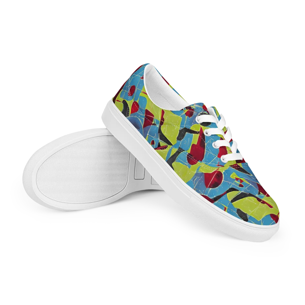 Neon Shatter on Men's Lace-Up Canvas Shoes — Right Front
