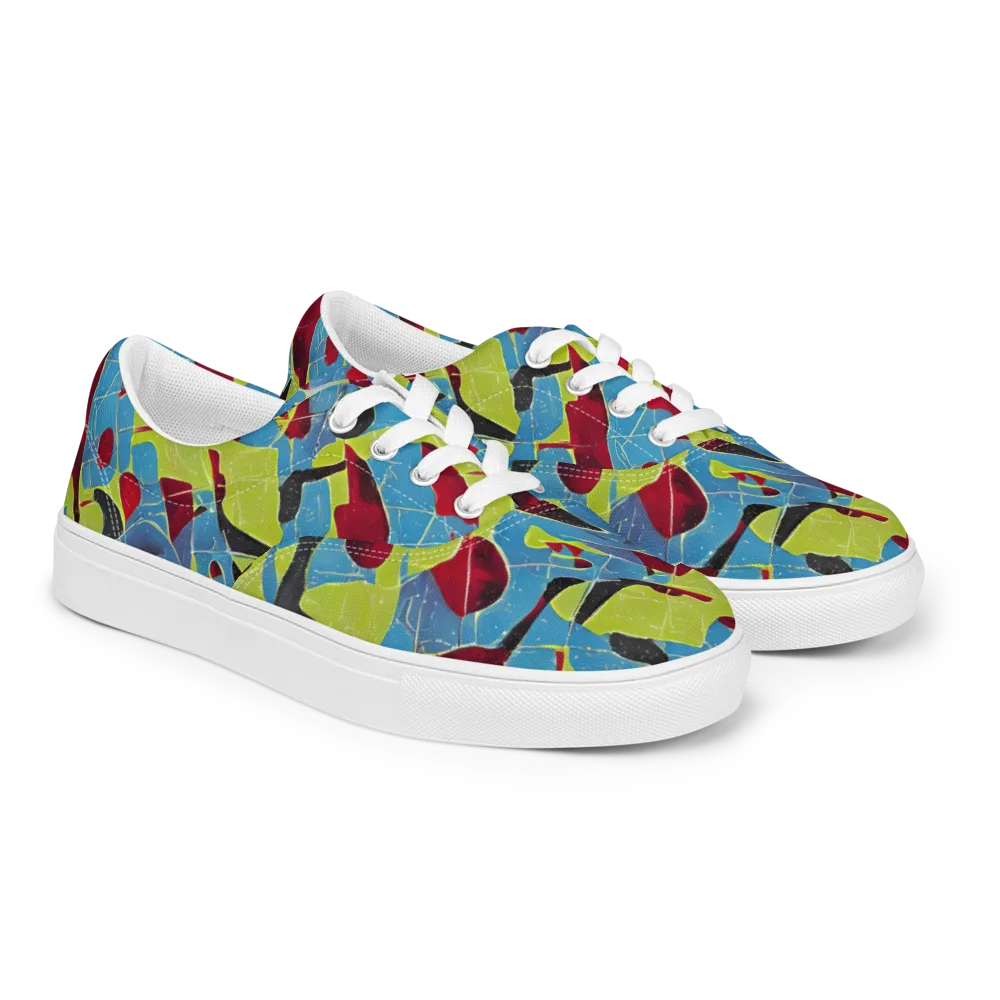 Neon Shatter on Men's Lace-Up Canvas Shoes — Right Front