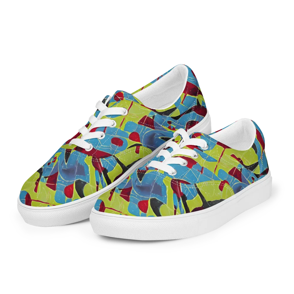 Neon Shatter on Men's Lace-Up Canvas Shoes — Left Front