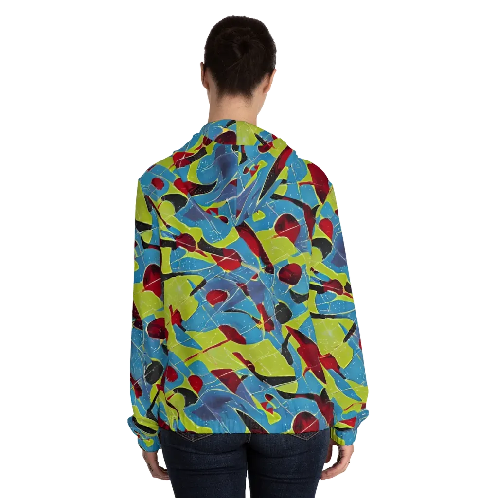 Neon Shatter on Women's Full-Zip Hoodie — Back On Person