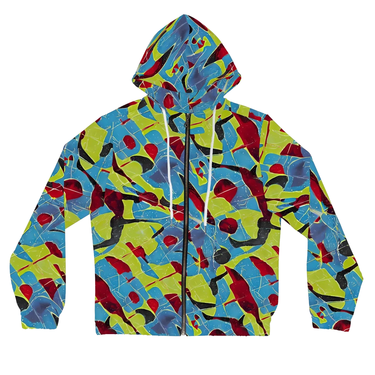 Neon Shatter on Women's Full-Zip Hoodie — Front