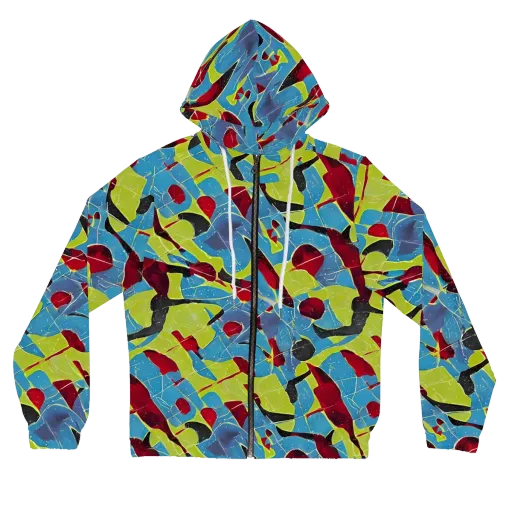 Neon Shatter on a Women's Full-Zip Hoodie