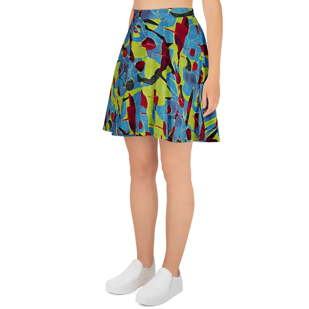 Neon Shatter on Skater Skirt — Left