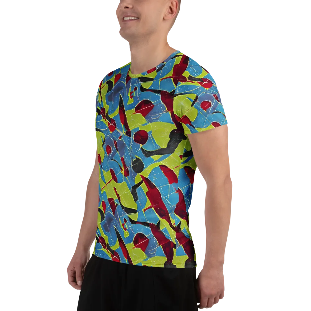 Neon Shatter on Men's Athletic T-Shirt — Left