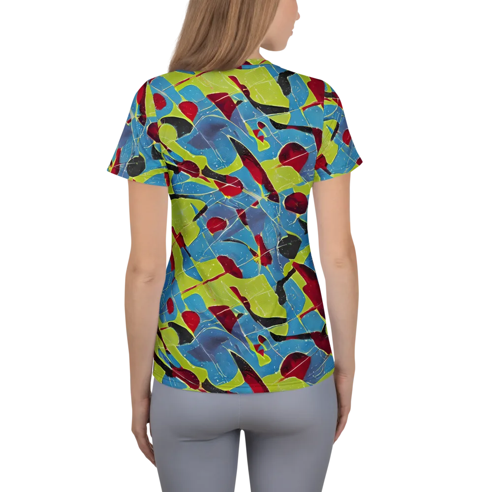 Neon Shatter on Women's Athletic T-Shirt — Back