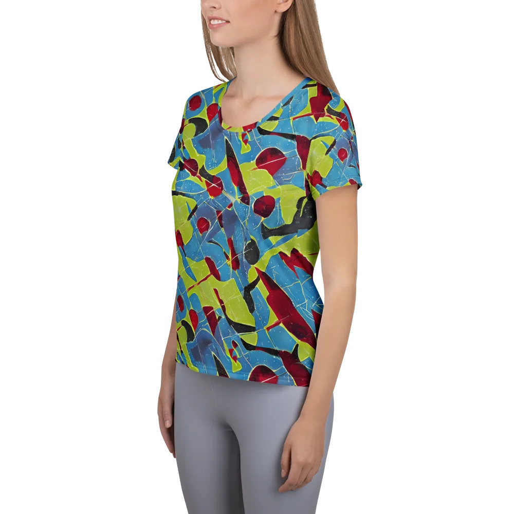 Neon Shatter on Women's Athletic T-Shirt — Left
