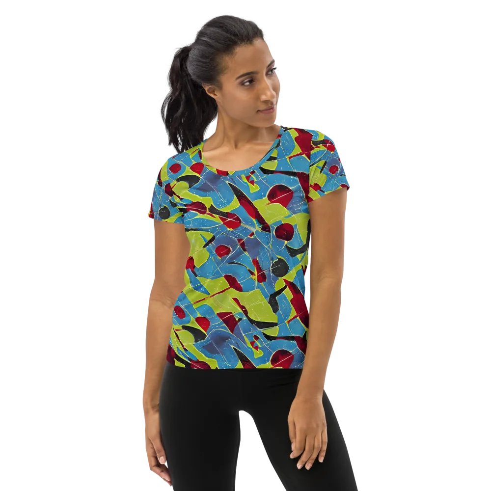 Neon Shatter on Women's Athletic T-Shirt — Front