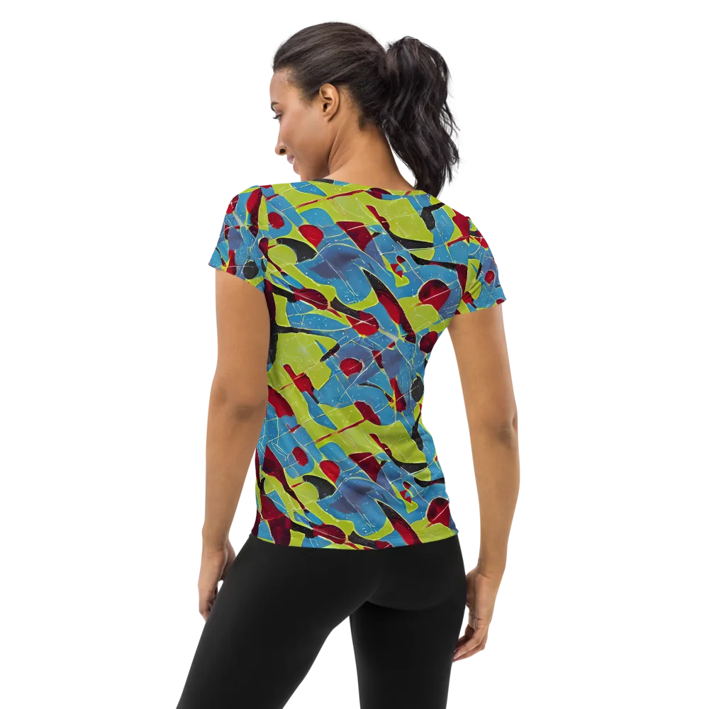 Neon Shatter on Women's Athletic T-Shirt — Back