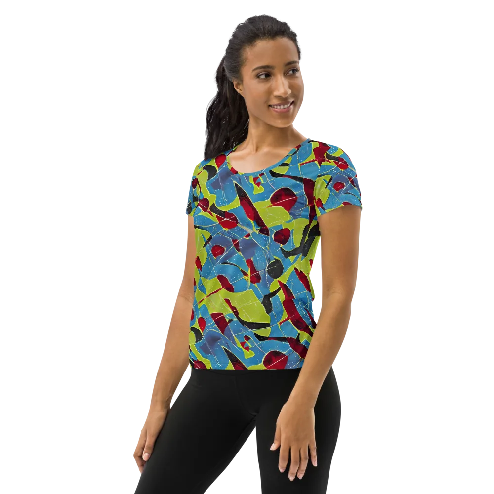 Neon Shatter on Women's Athletic T-Shirt — Left