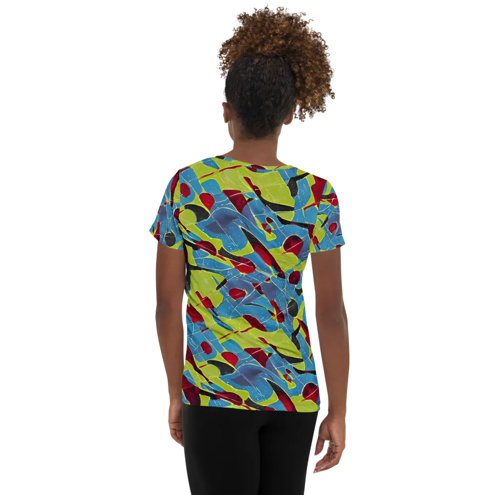 Neon Shatter on Women's Athletic T-Shirt — Back