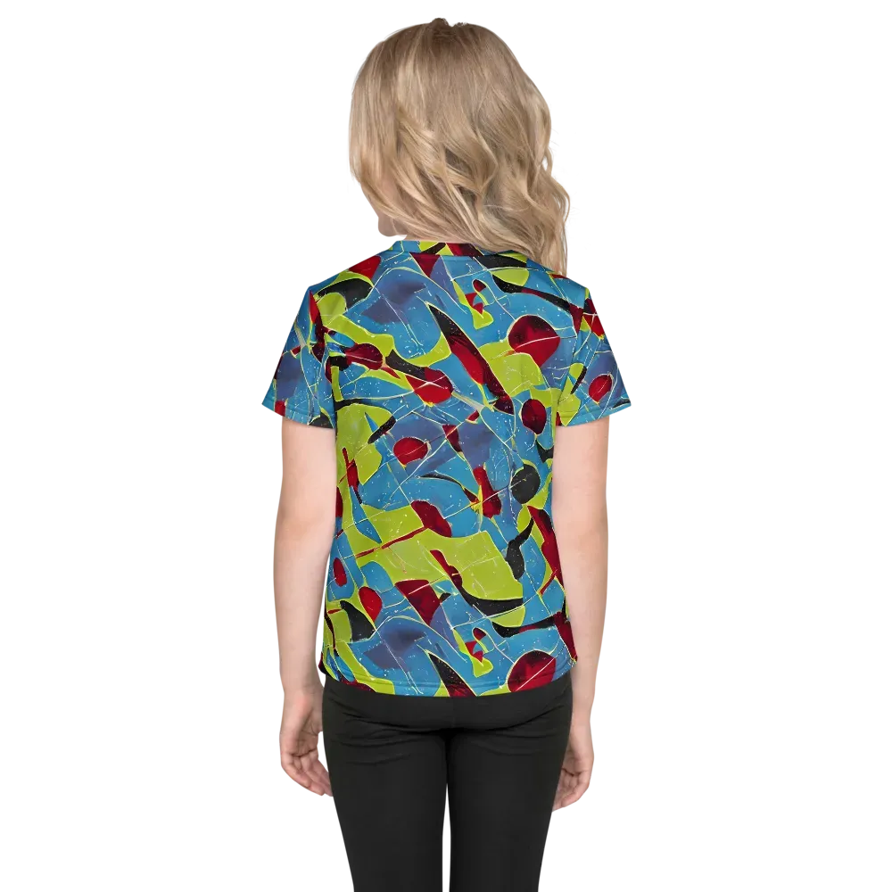Neon Shatter on Kids Crew Neck T-Shirt — Back