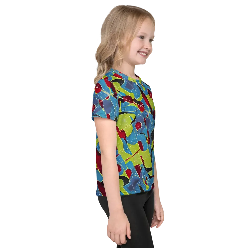 Neon Shatter on Kids Crew Neck T-Shirt — Right
