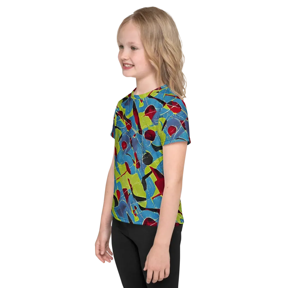 Neon Shatter on Kids Crew Neck T-Shirt — Left
