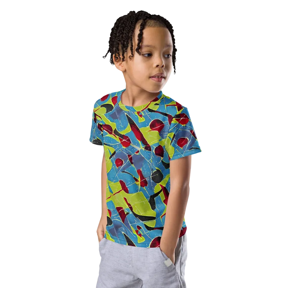 Neon Shatter on Kids Crew Neck T-Shirt — Left Front
