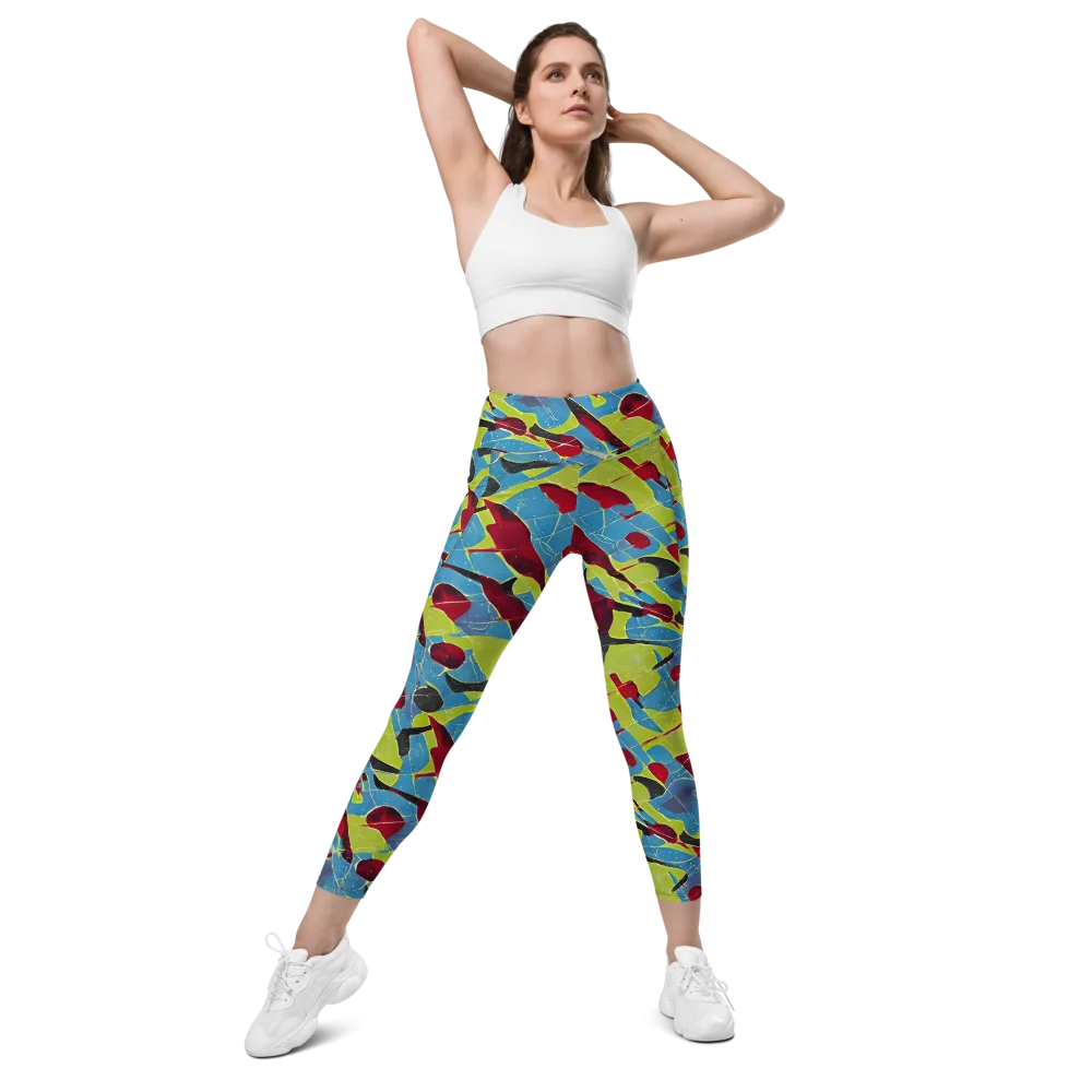 Neon Shatter on Leggings with Pockets — Front