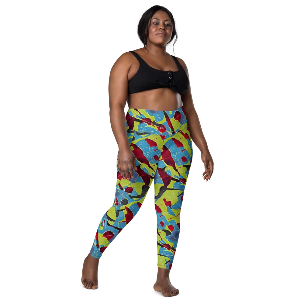 Neon Shatter on Leggings with Pockets — Front