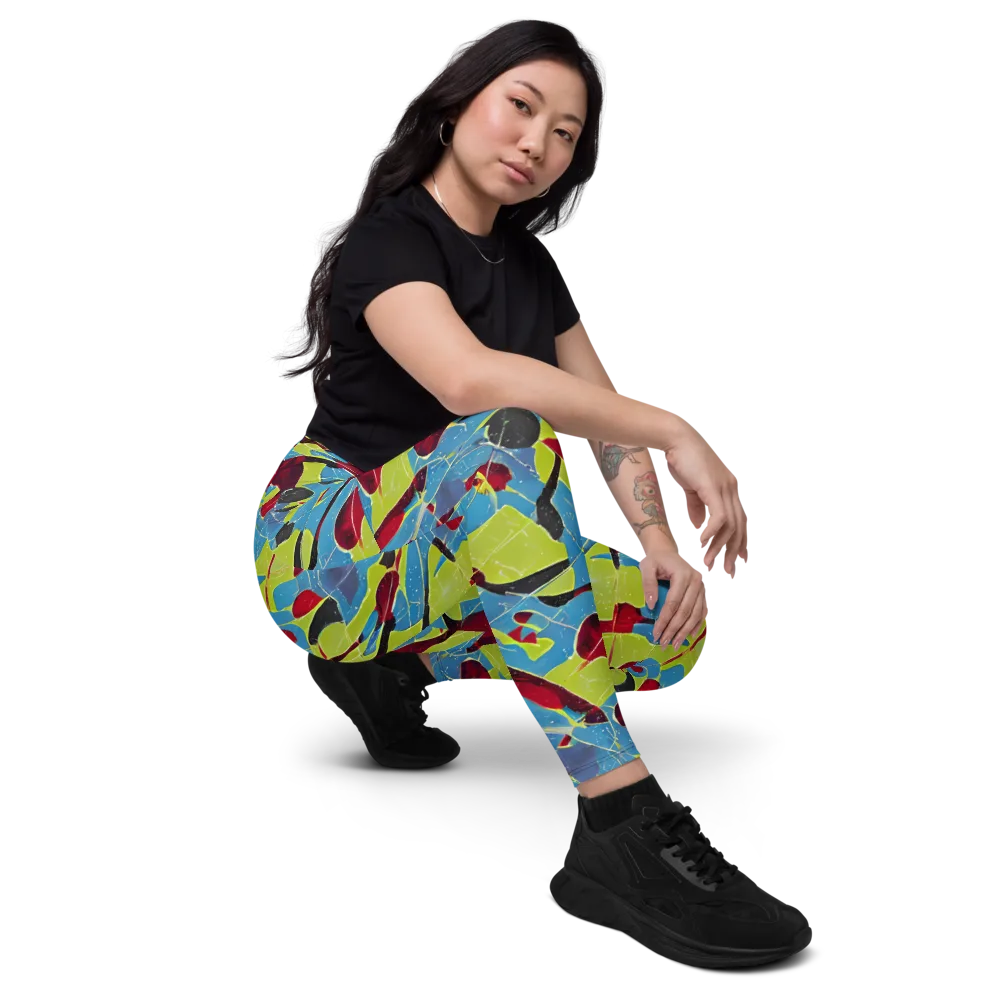 Neon Shatter on Leggings with Pockets — Right Front