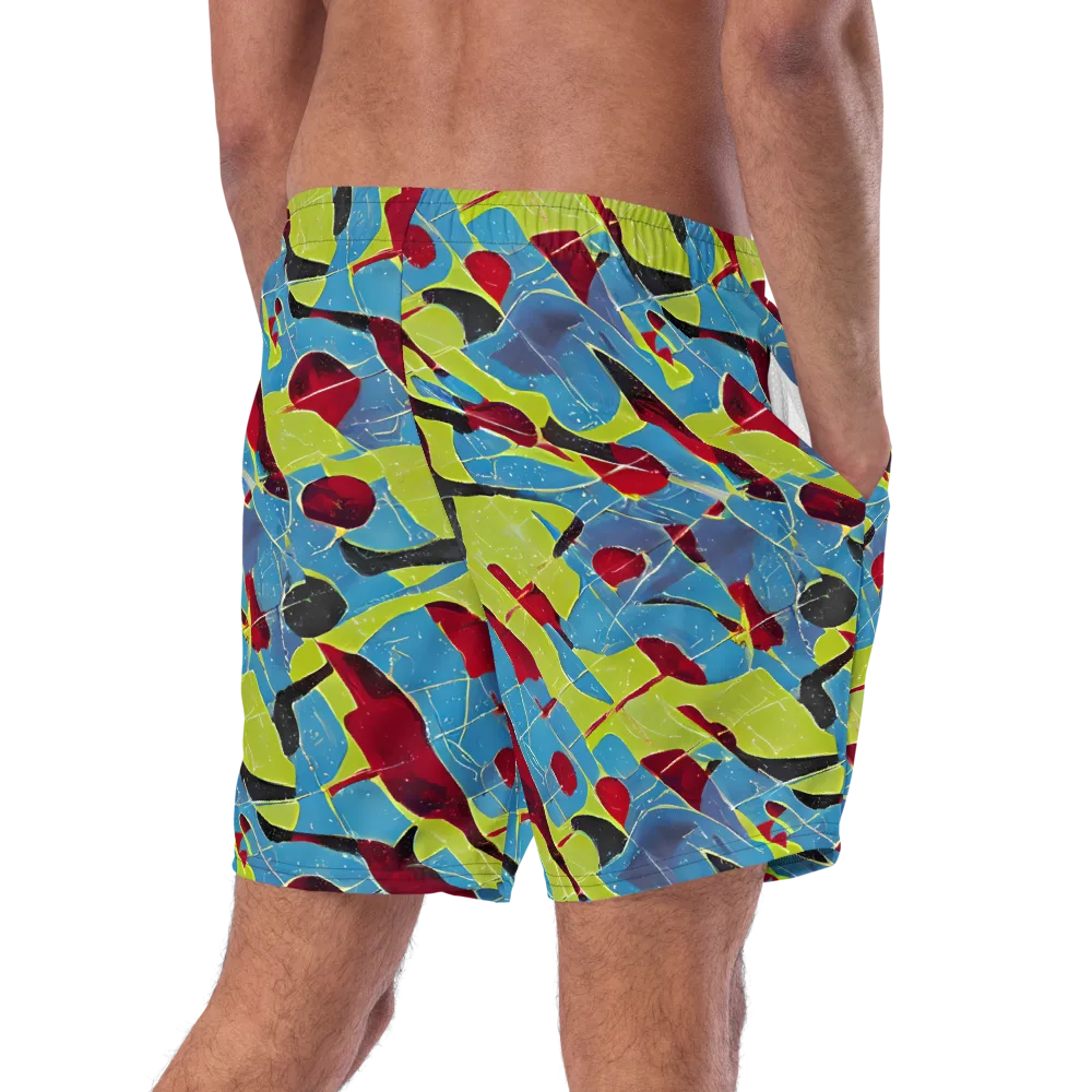 Neon Shatter on Swim Trunks — Right Back