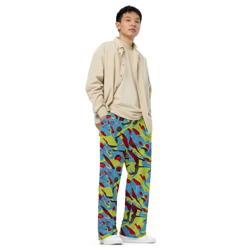 Neon Shatter on a Wide-Leg Pants