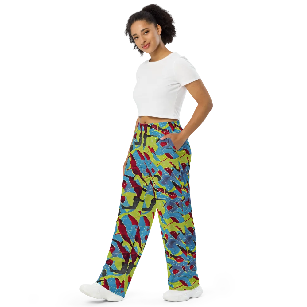 Neon Shatter on Wide-Leg Pants — Left Front