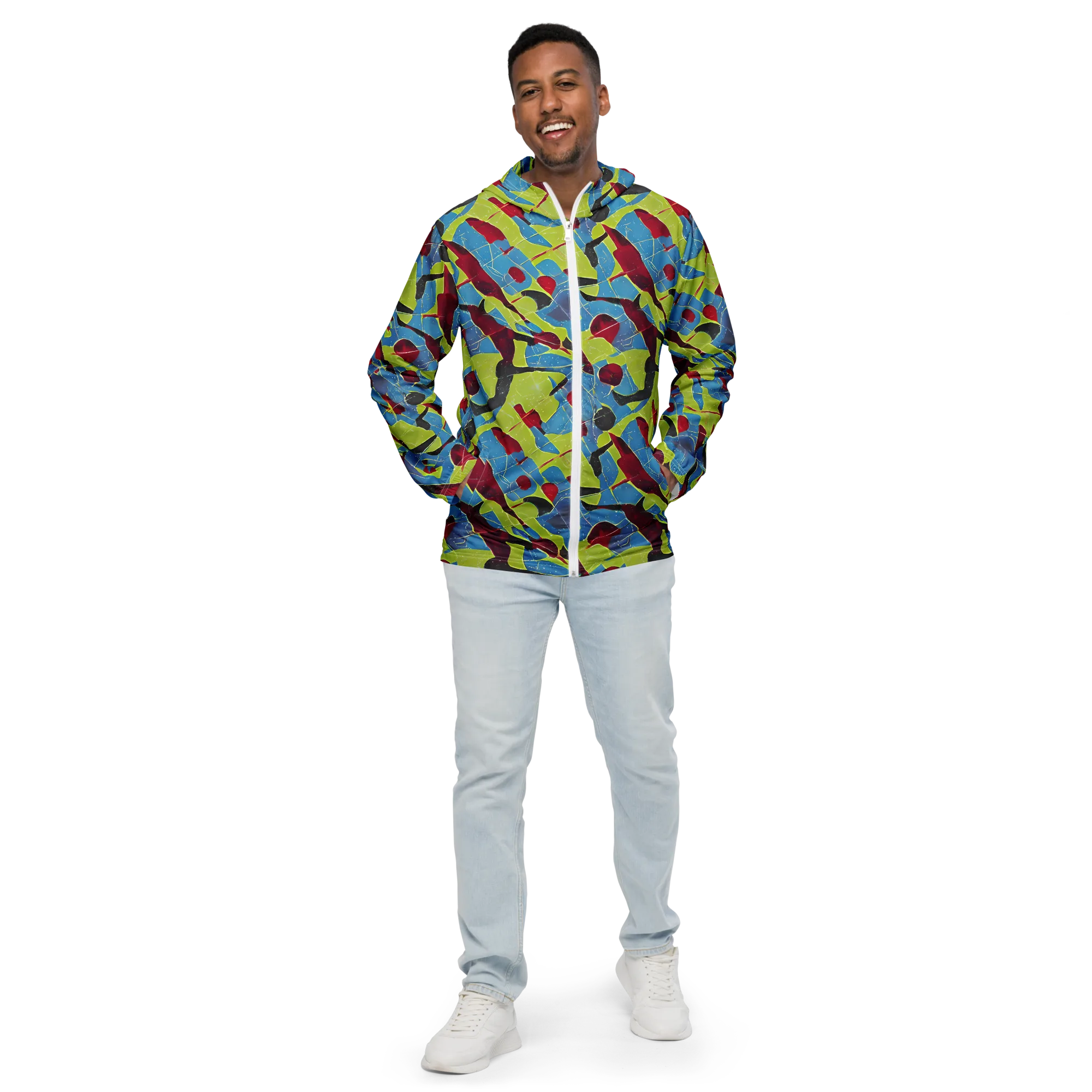 Neon Shatter on Men's Windbreaker — Front