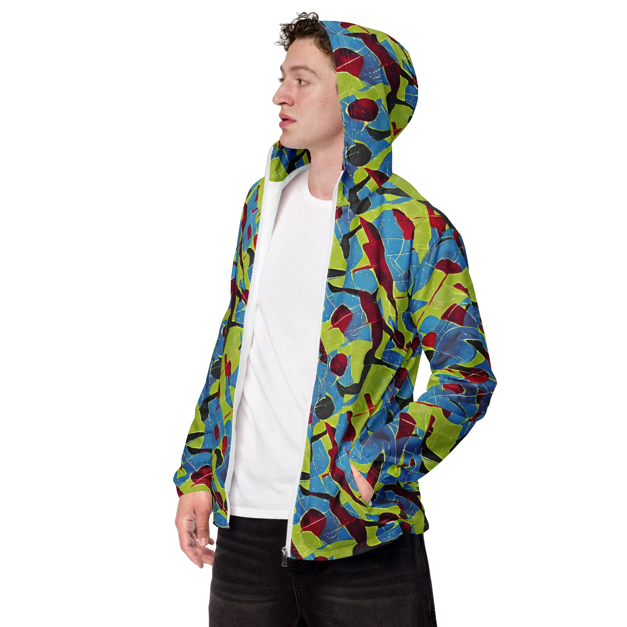 Neon Shatter on Men's Windbreaker — Left Front