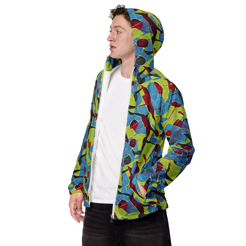 Neon Shatter on Men's Windbreaker — Left Front