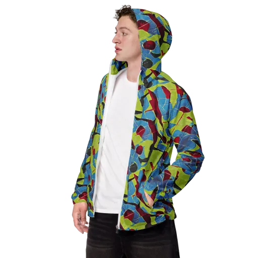 Neon Shatter on a Men's Windbreaker